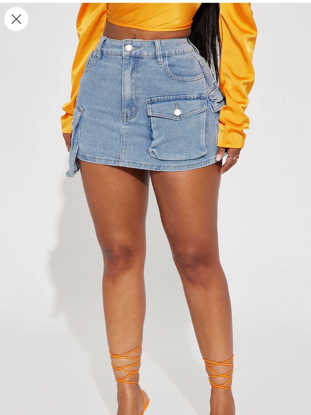 Denim Mini Skirt in Light Blue